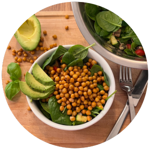 Kichererbsensalat mit Spinat und Avocado